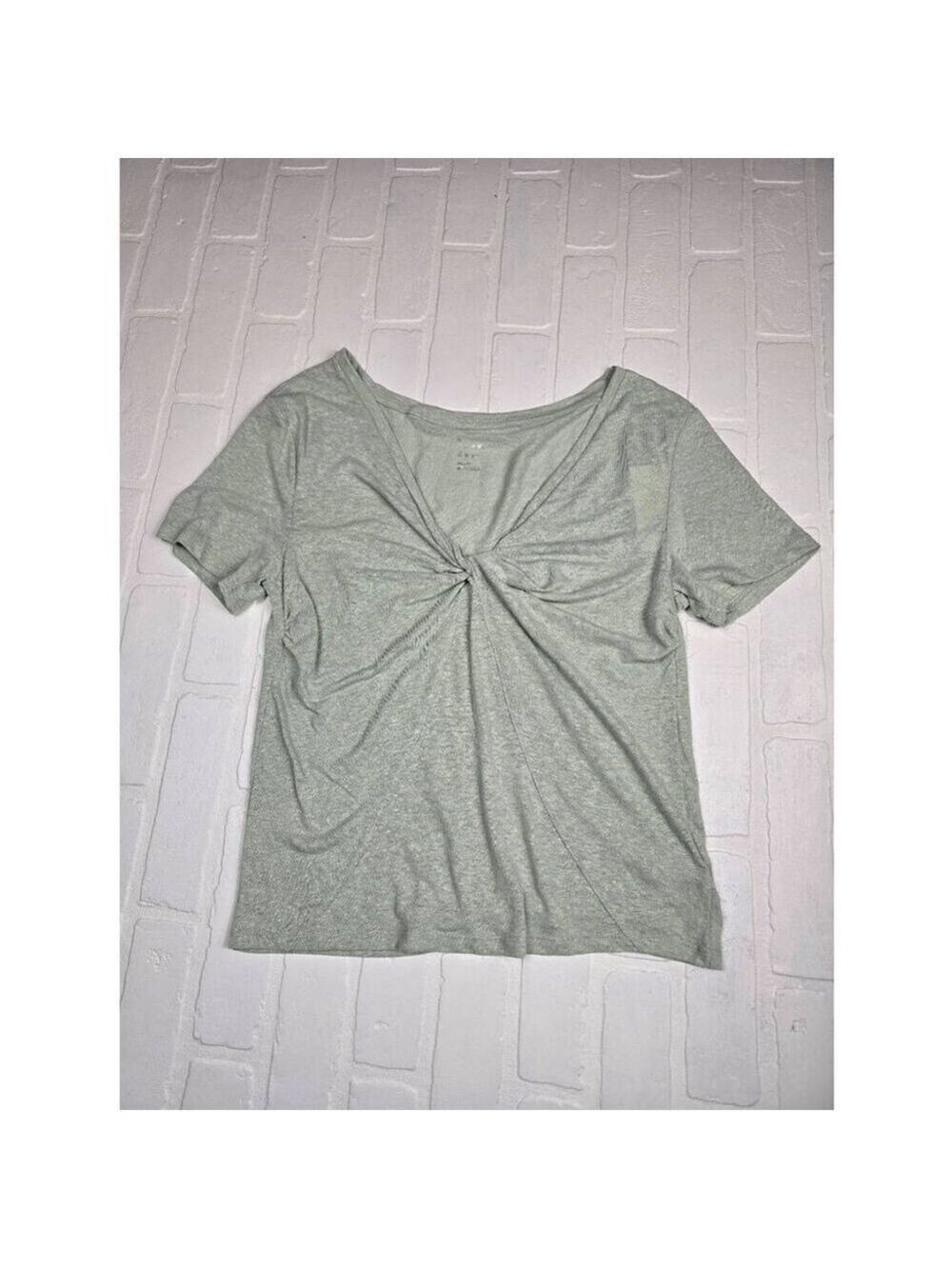 A new Day Twisted Green V-Neck Top Medium